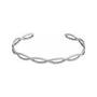 Sapphire Row Gold Twisted Rope Cuff Bracelet - 14K White Gold