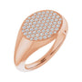 Sapphire Row Natural Diamond Pavé Signet Ring - 14K Rose Gold, 4