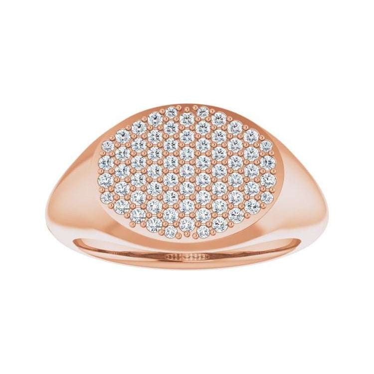 Sapphire Row Natural Diamond Pavé Signet Ring - 14K Rose Gold, 4 (view 3)