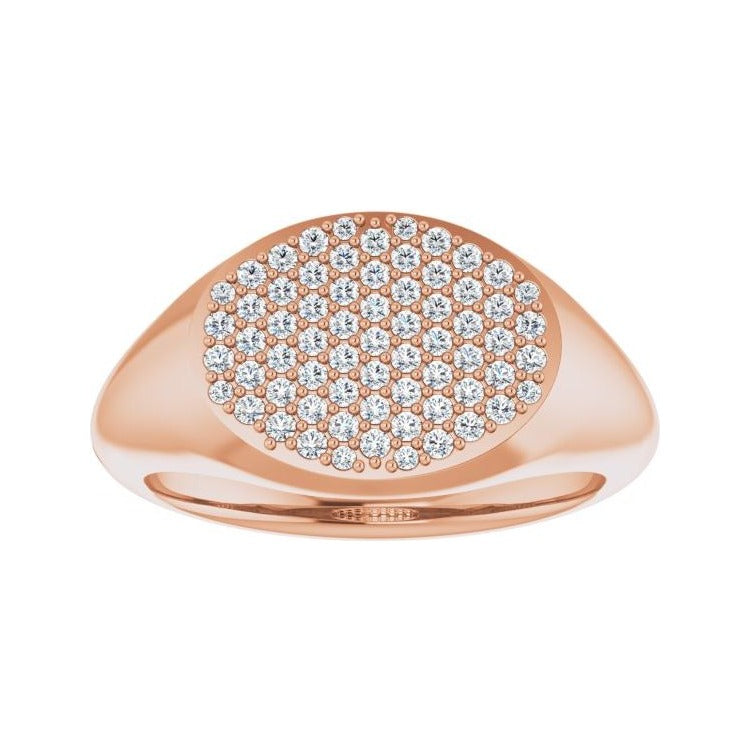 Sapphire Row Natural Diamond Pavé Signet Ring - 14K Rose Gold, 5 (view 3)