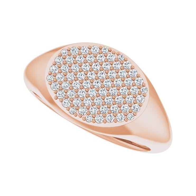 Sapphire Row Natural Diamond Pavé Signet Ring - 14K Rose Gold, 5 (view 5)