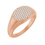 Sapphire Row Natural Diamond Pavé Signet Ring - 14K Rose Gold, 7