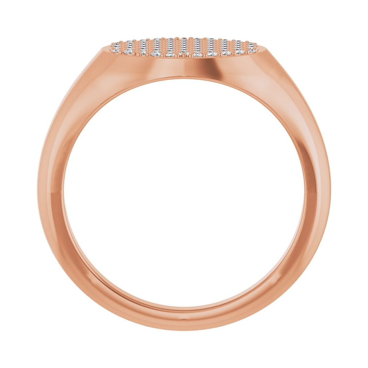 Sapphire Row Natural Diamond Pavé Signet Ring - 14K Rose Gold, 7 (view 2)