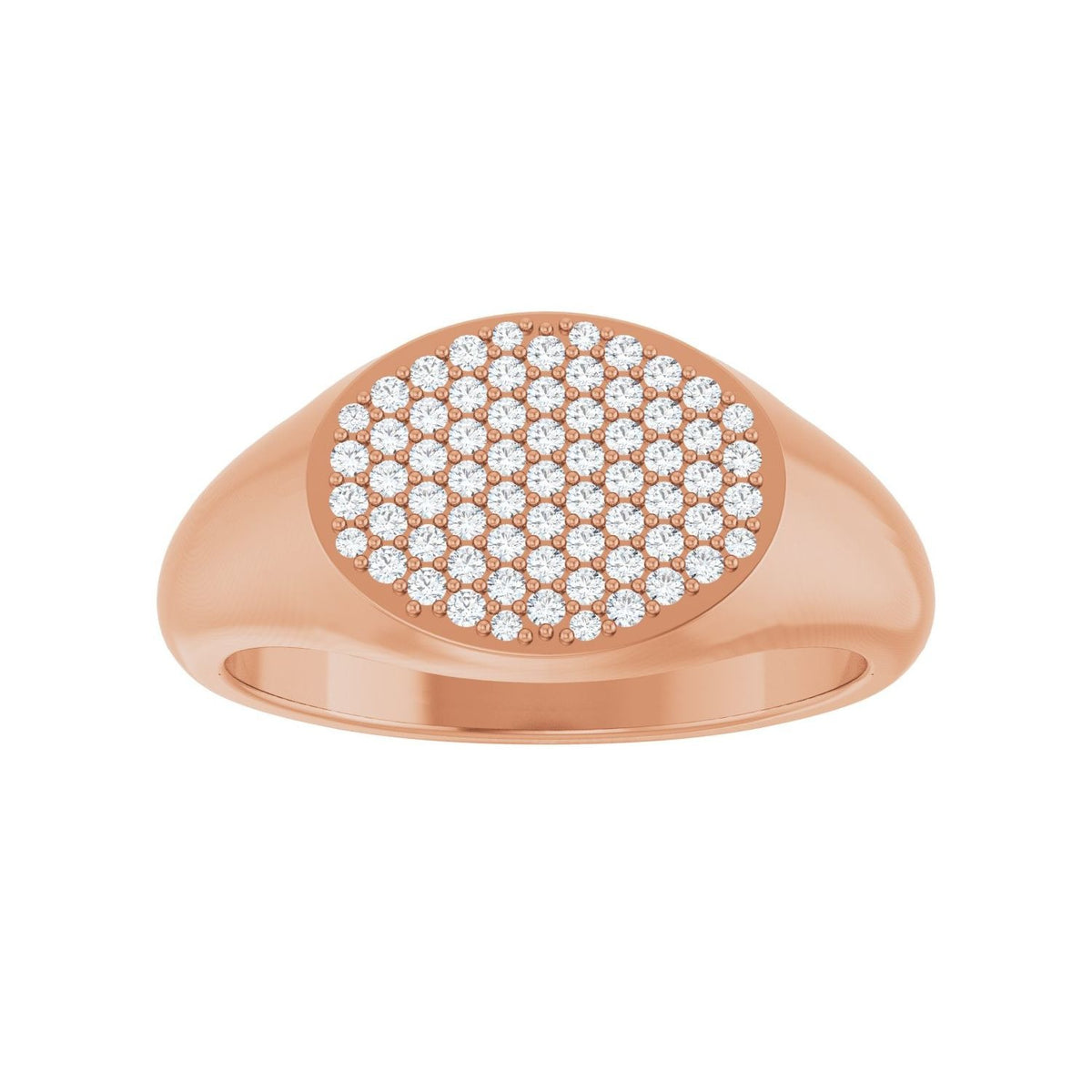 Sapphire Row Natural Diamond Pavé Signet Ring - 14K Rose Gold, 7 (view 3)