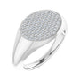 Sapphire Row Natural Diamond Pavé Signet Ring - 14K White Gold, 4