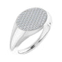 Sapphire Row Natural Diamond Pavé Signet Ring - 14K White Gold, 5