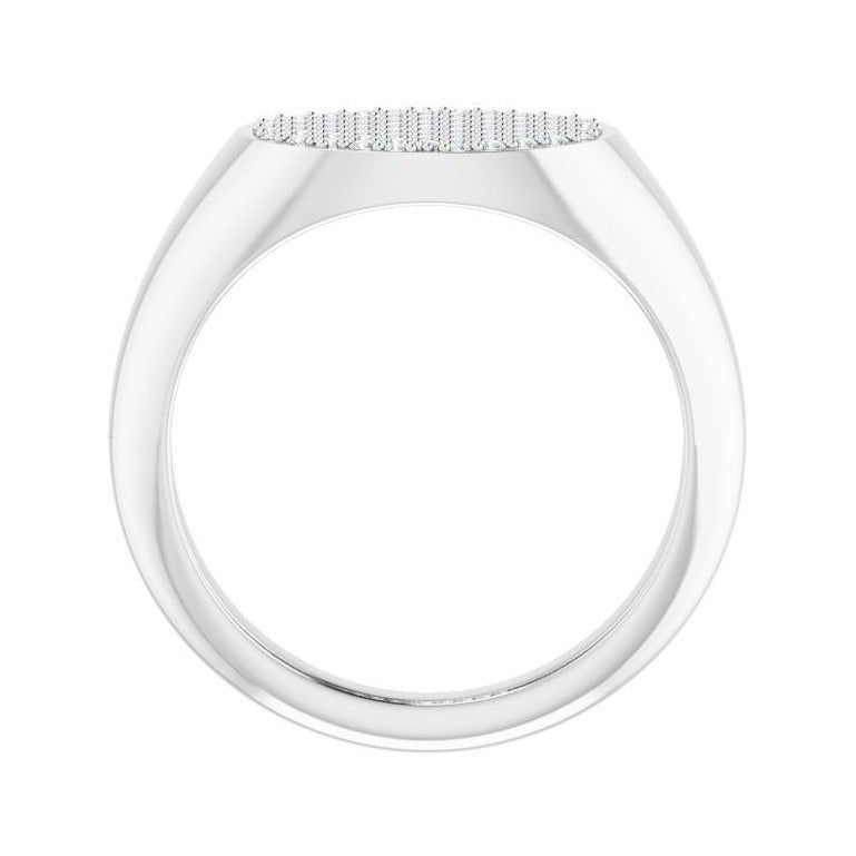 Sapphire Row Natural Diamond Pavé Signet Ring - 14K White Gold, 5 (view 2)