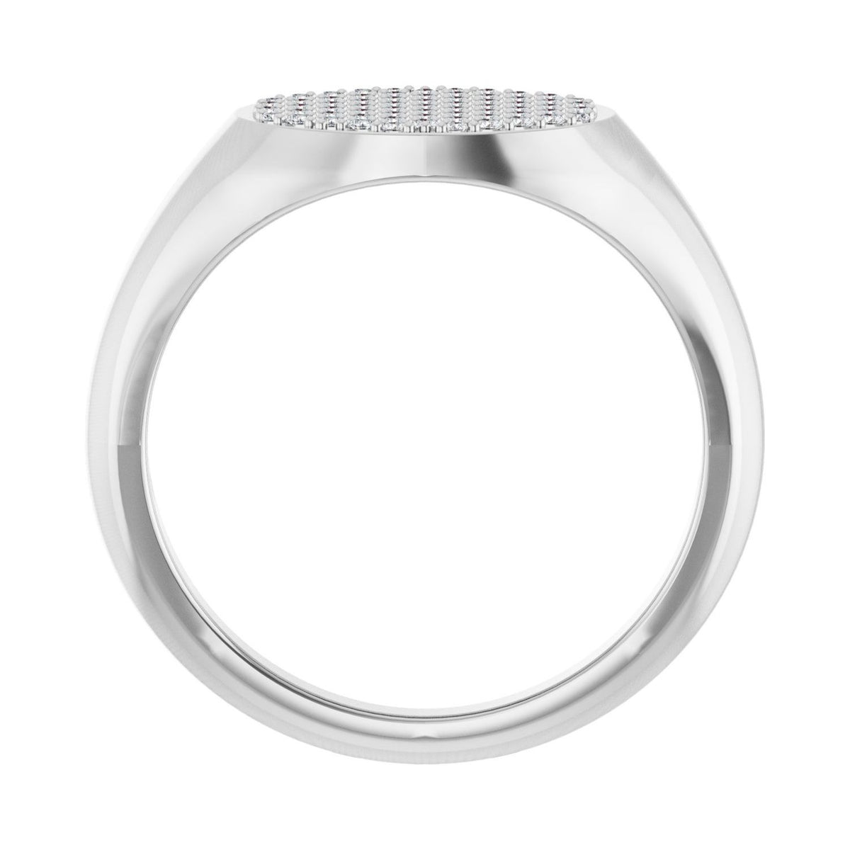 Sapphire Row Natural Diamond Pavé Signet Ring - 14K White Gold, 7 (view 2)