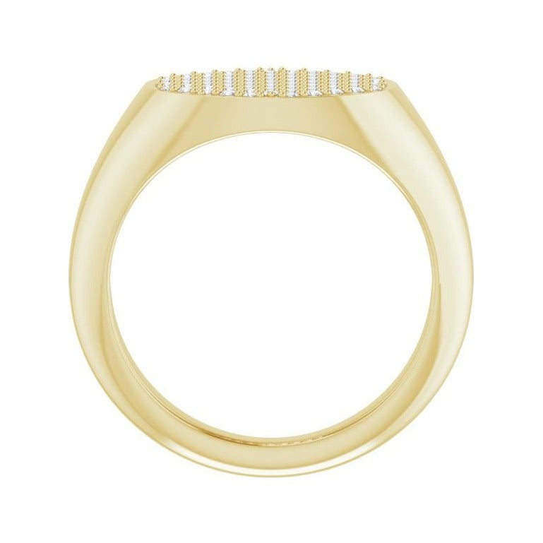 Sapphire Row Natural Diamond Pavé Signet Ring - 14K Yellow Gold, 4 (view 2)