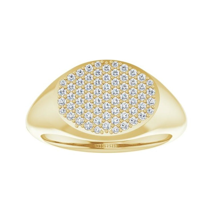 Sapphire Row Natural Diamond Pavé Signet Ring - 14K Yellow Gold, 5 (view 3)
