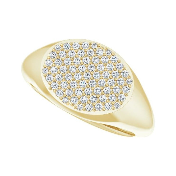 Sapphire Row Natural Diamond Pavé Signet Ring - 14K Yellow Gold, 5 (view 5)