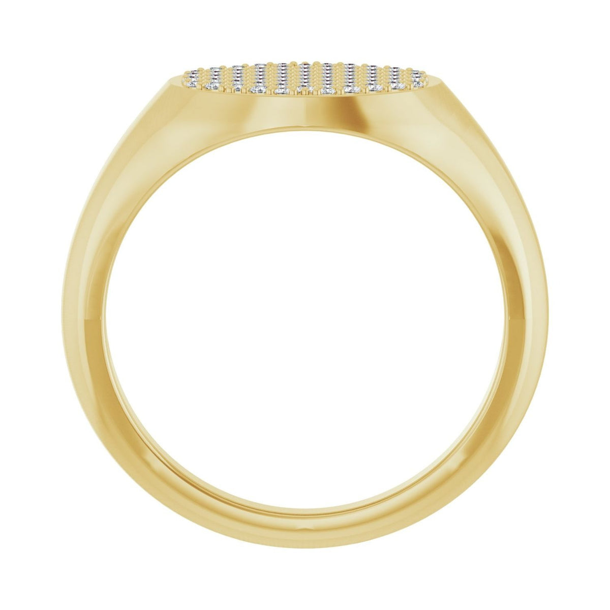 Sapphire Row Natural Diamond Pavé Signet Ring - 14K Yellow Gold, 7 (view 2)