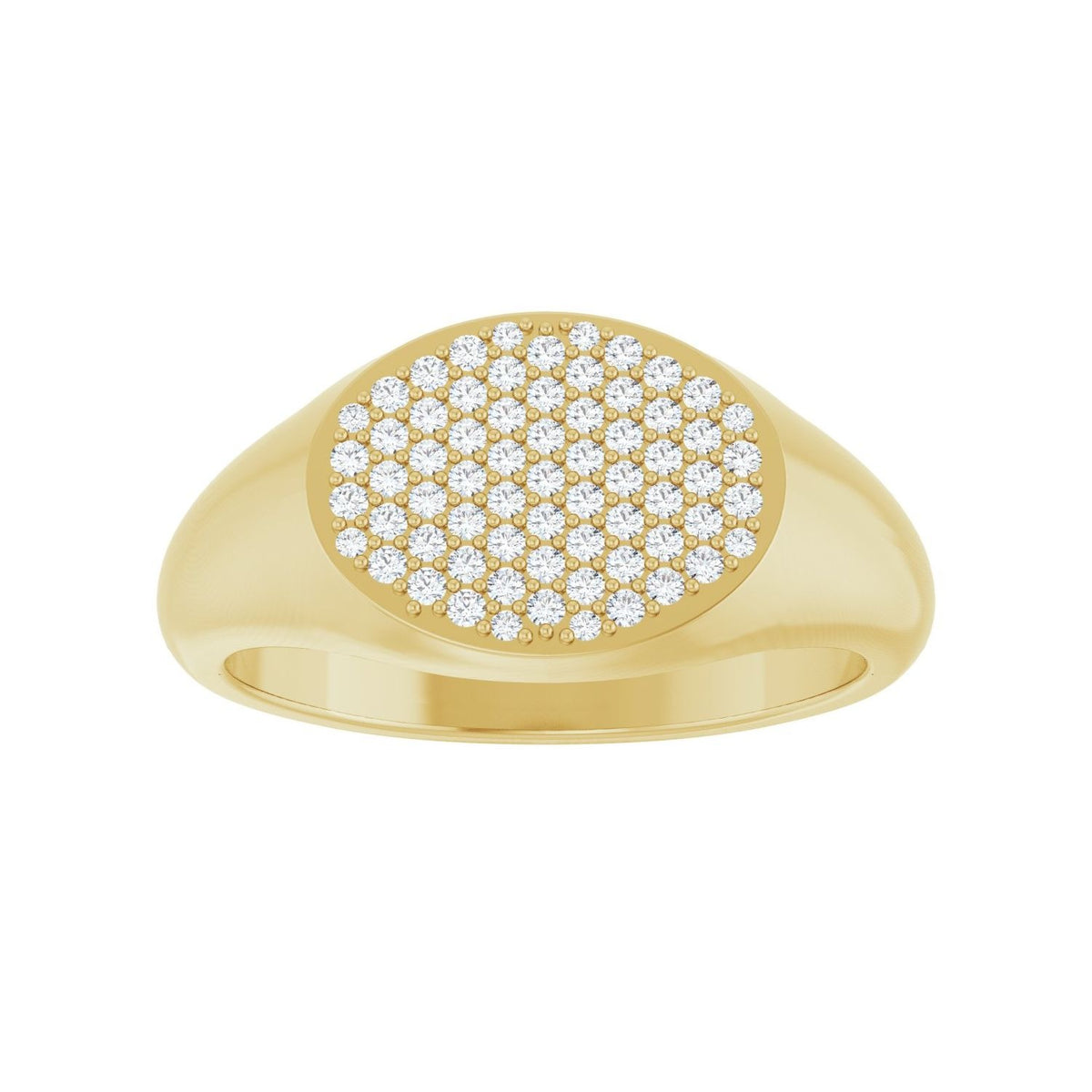 Sapphire Row Natural Diamond Pavé Signet Ring - 14K Yellow Gold, 7 (view 3)