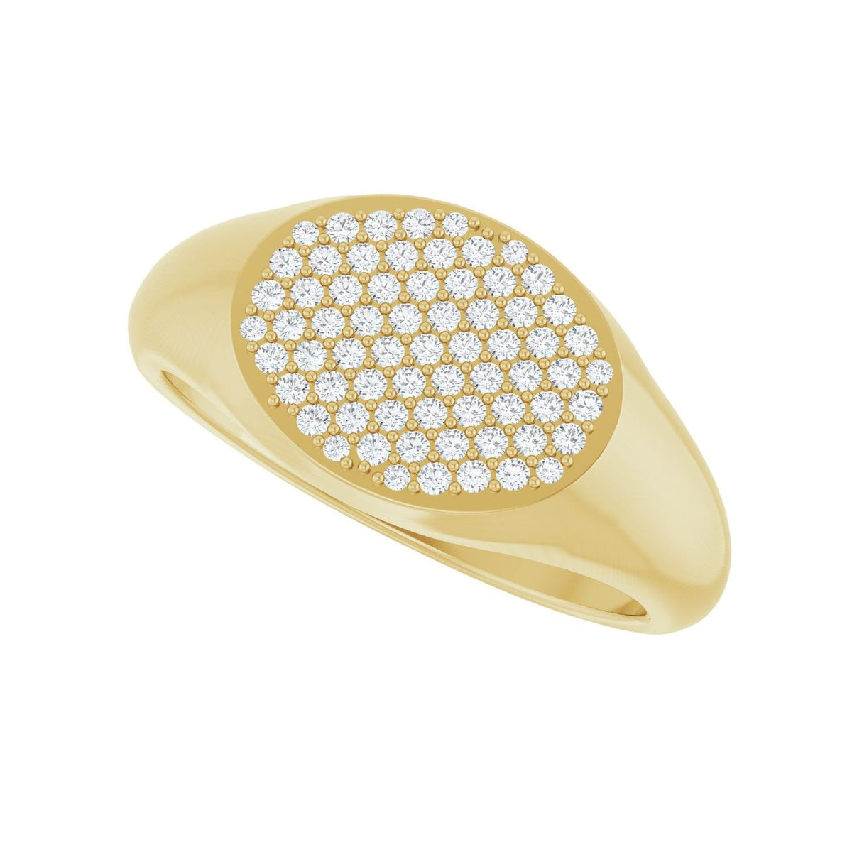 Sapphire Row Natural Diamond Pavé Signet Ring - 14K Yellow Gold, 7 (view 5)