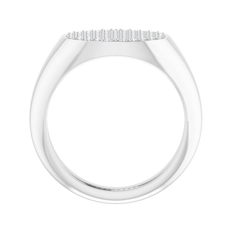 Sapphire Row Natural Diamond Pavé Signet Ring - Platinum, 4 (view 2)