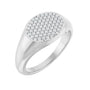 Sapphire Row Natural Diamond Pavé Signet Ring - Platinum, 7
