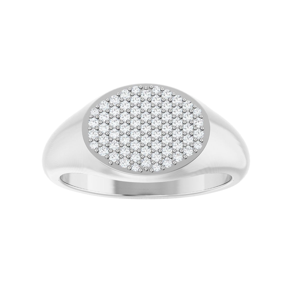 Sapphire Row Natural Diamond Pavé Signet Ring - Platinum, 7 (view 3)