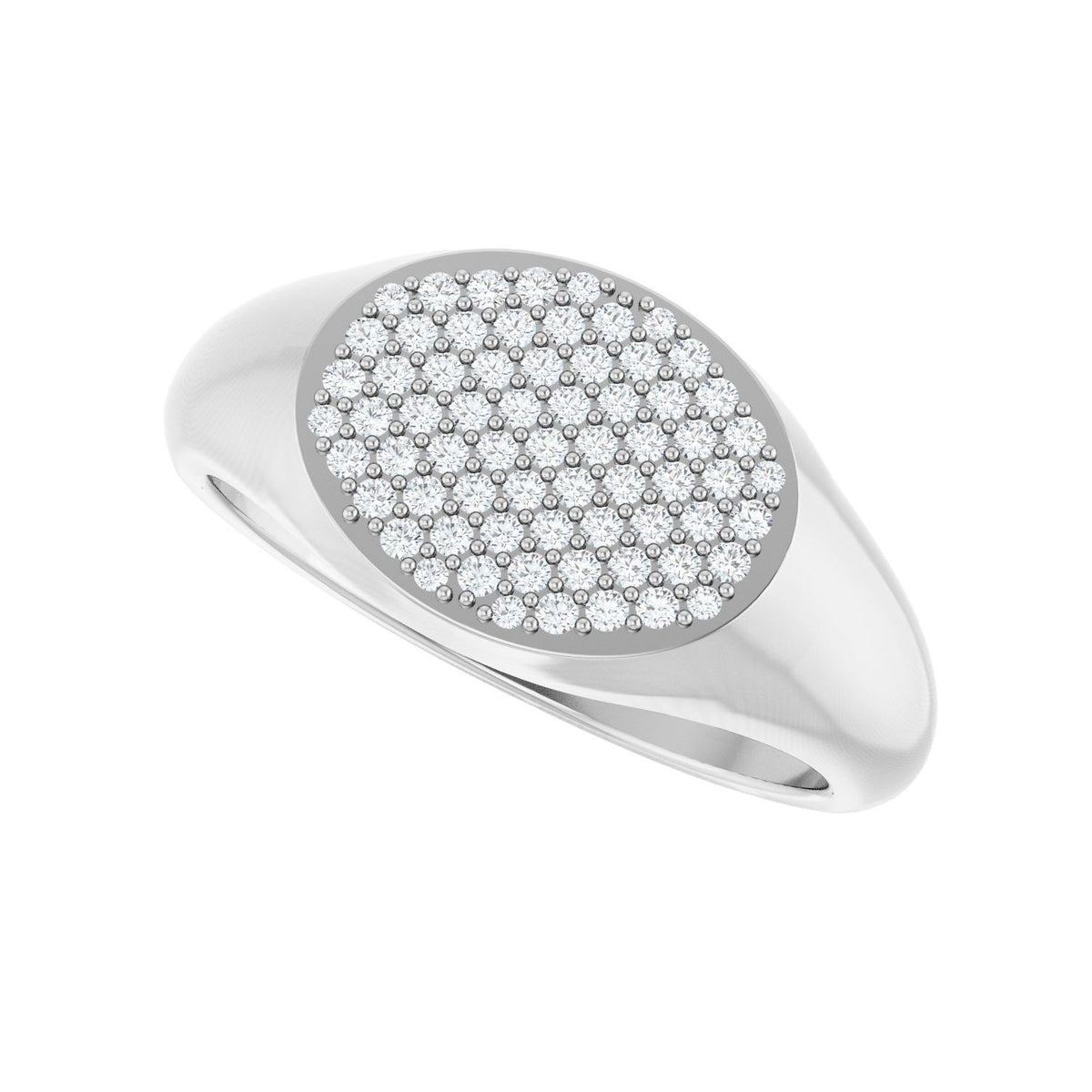 Sapphire Row Natural Diamond Pavé Signet Ring - Platinum, 7 (view 5)