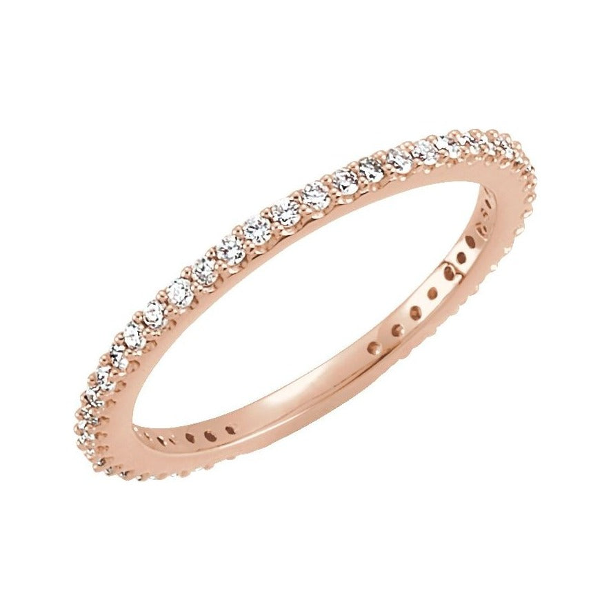 Sapphire Row Natural Diamond Pavé Stacking Ring - 14K Rose Gold