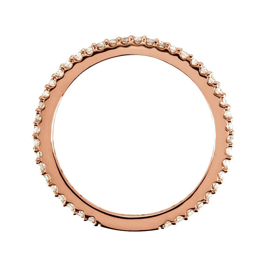 Sapphire Row Natural Diamond Pavé Stacking Ring - 14K Rose Gold (view 2)