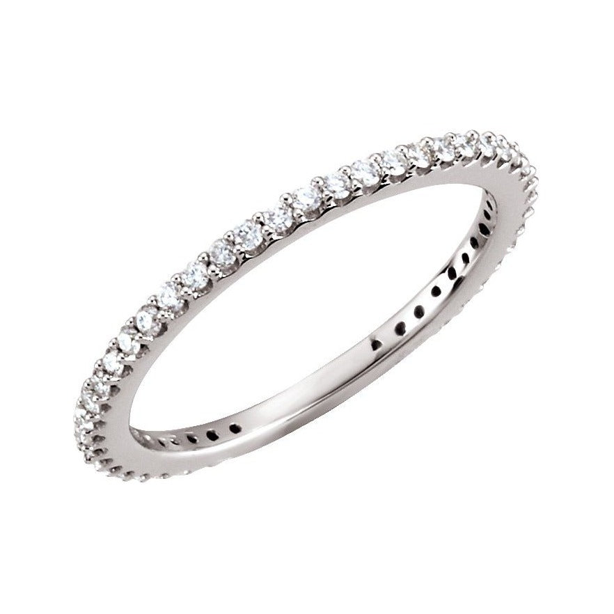 Sapphire Row Natural Diamond Pavé Stacking Ring - 14K White Gold