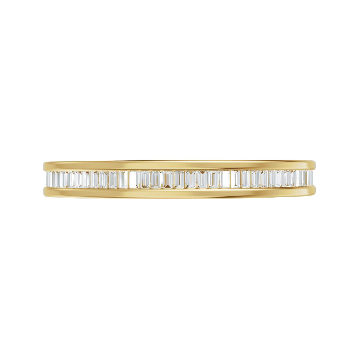 Sapphire Row Natural Diamond Baguette Eternity Band - 14K Yellow Gold (view 3)