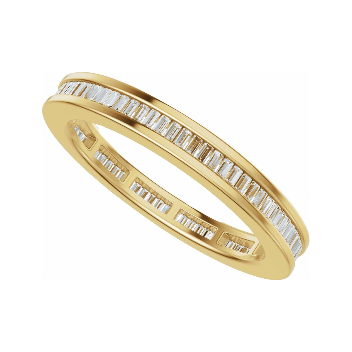 Sapphire Row Natural Diamond Baguette Eternity Band - 14K Yellow Gold (view 5)