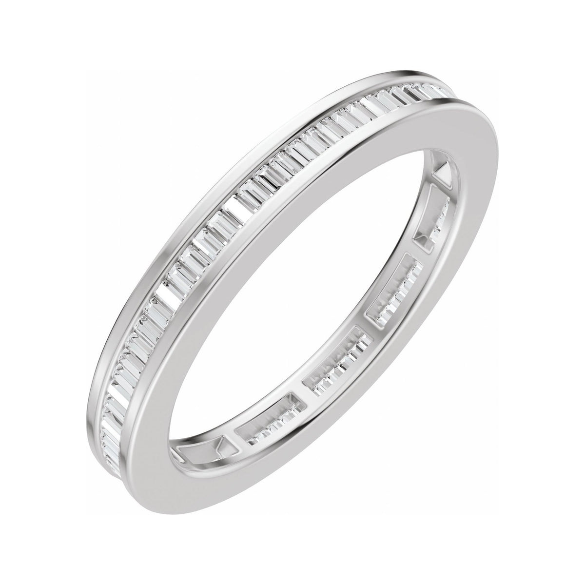 Sapphire Row Natural Diamond Baguette Eternity Band - 14K White Gold