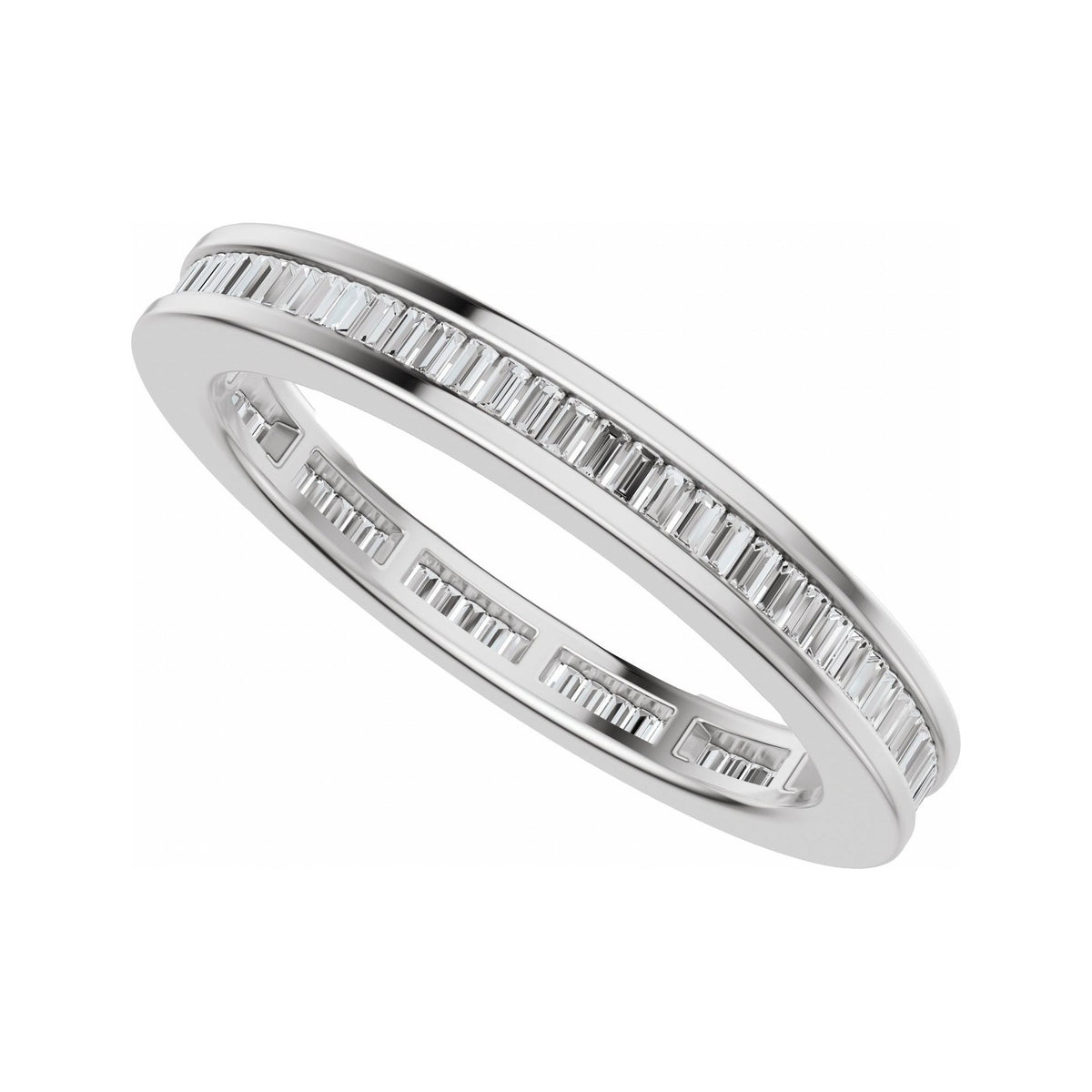 Sapphire Row Natural Diamond Baguette Eternity Band - 14K White Gold (view 5)