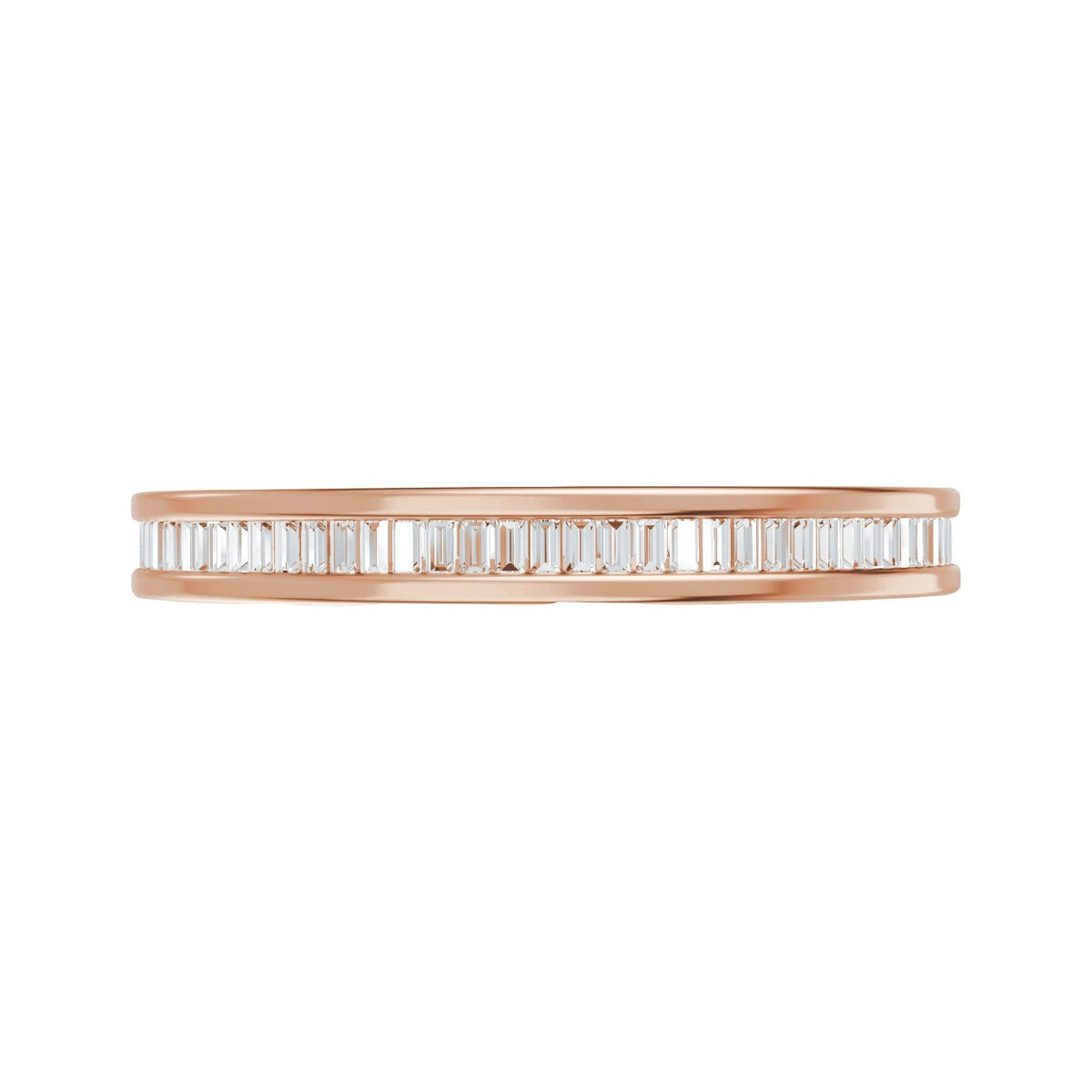 Sapphire Row Natural Diamond Baguette Eternity Band - 14K Rose Gold (view 3)