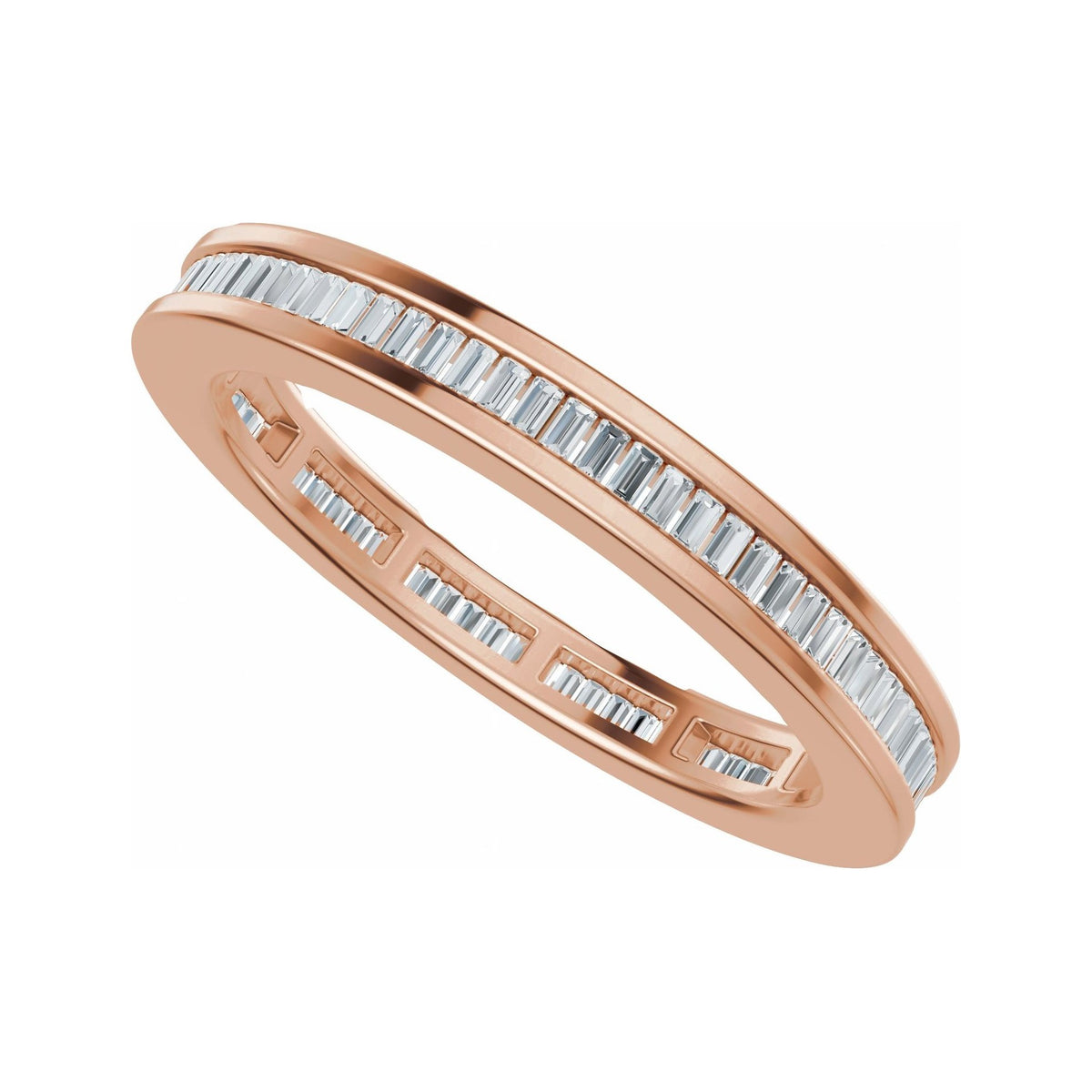 Sapphire Row Natural Diamond Baguette Eternity Band - 14K Rose Gold (view 5)
