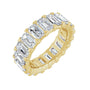 Sapphire Row Natural Diamond Low-Profile Eternity Band - 14K Yellow Gold, Emerald 5 × 3 mm, 4.5