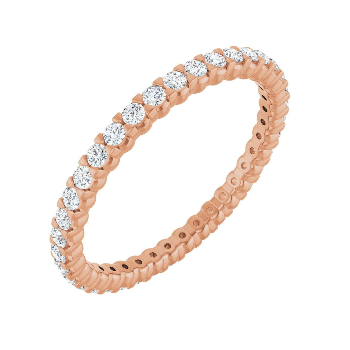 Sapphire Row Natural Diamond Low-Profile Eternity Band - 14K Rose Gold, Round 1.3 mm, 4