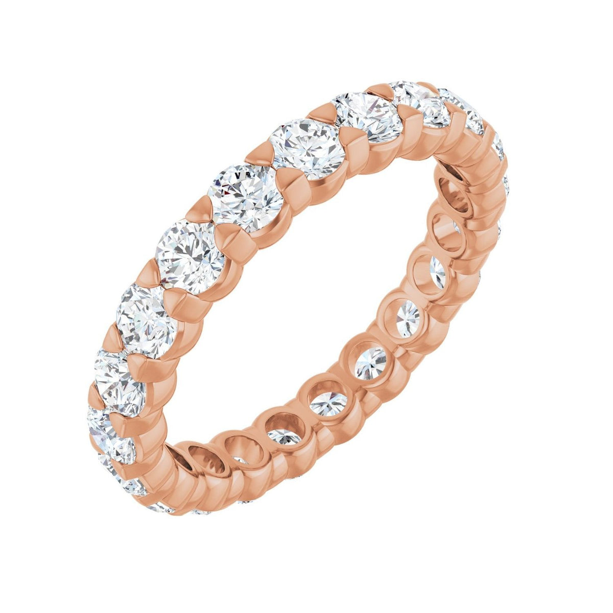 Sapphire Row Natural Diamond Low-Profile Eternity Band - 14K Rose Gold, Round 2.8 mm, 5