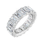 Sapphire Row Natural Diamond Low-Profile Eternity Band - 14K White Gold, Emerald 5 × 3 mm, 4