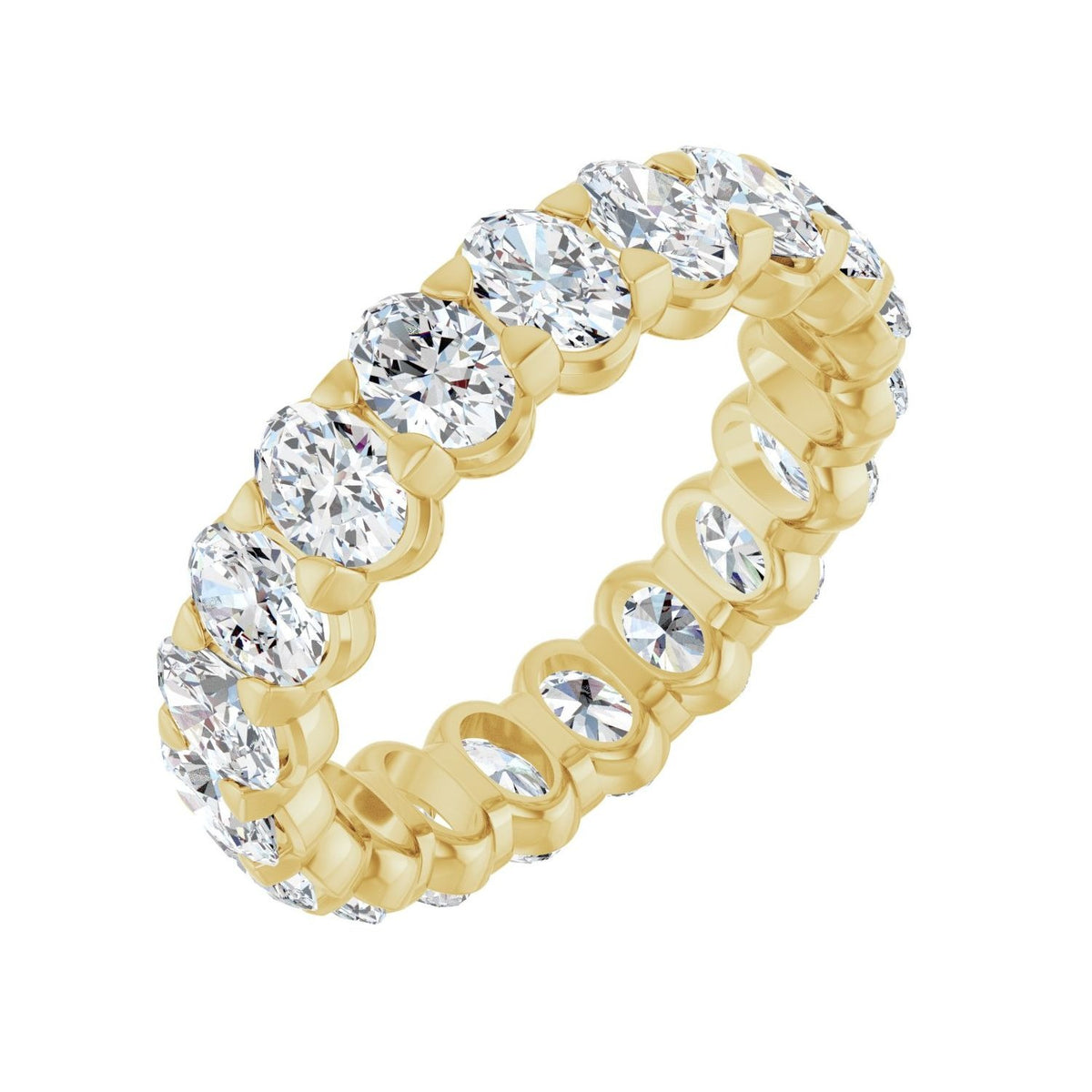 Sapphire Row Natural Diamond Low-Profile Eternity Band - 14K Yellow Gold, Oval 5 × 3.5 mm, 8