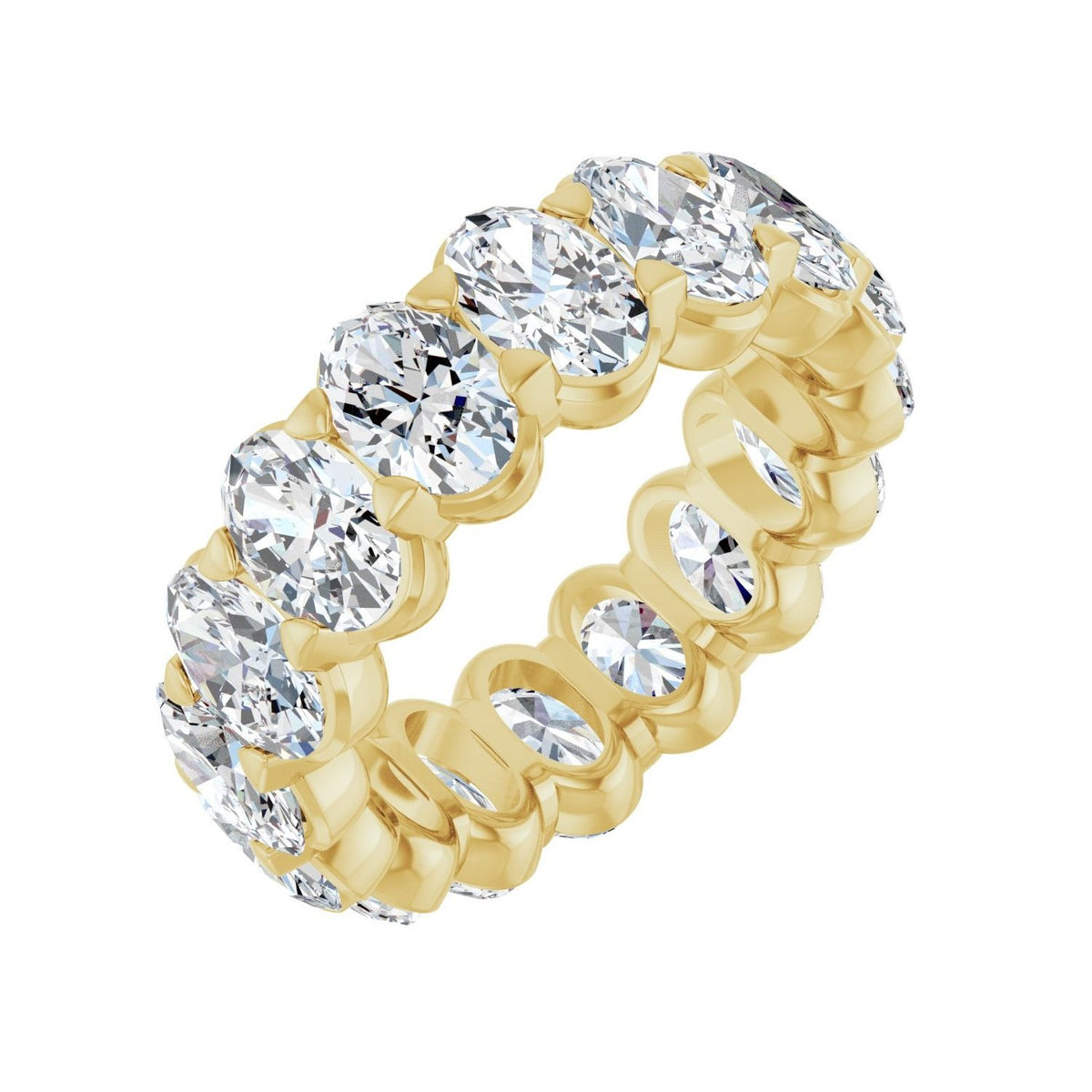 Sapphire Row Natural Diamond Low-Profile Eternity Band - 14K Yellow Gold, Oval 6 × 4 mm, 5.5