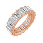 Sapphire Row Natural Diamond Low-Profile Eternity Band - 14K Rose Gold, Emerald 5 × 3 mm, 4