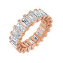 Sapphire Row Natural Diamond Low-Profile Eternity Band - 14K Rose Gold, Emerald 5 × 3 mm, 6