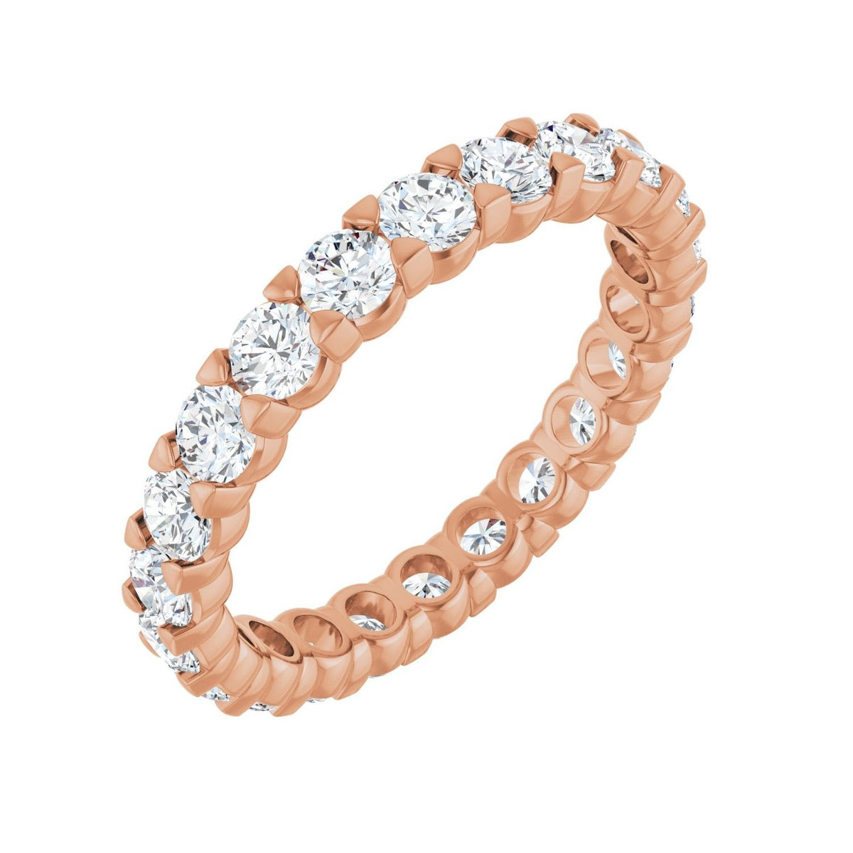 Sapphire Row Natural Diamond Low-Profile Eternity Band - 14K Rose Gold, Round 2.8 mm, 6.5
