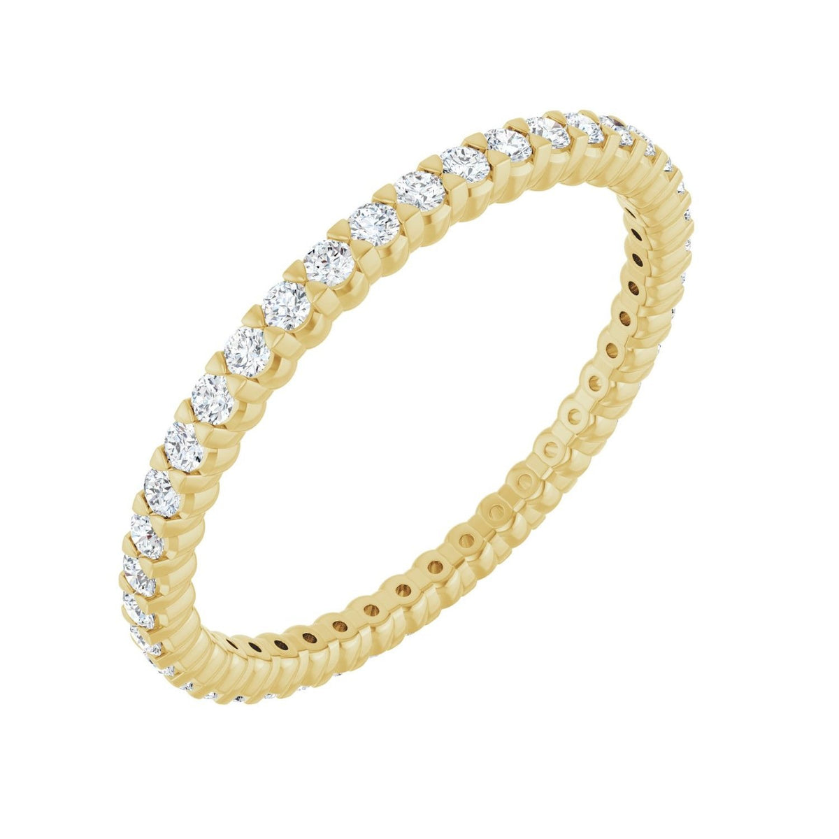 Sapphire Row Natural Diamond Low-Profile Eternity Band - 14K Yellow Gold, Round 1.3 mm, 6