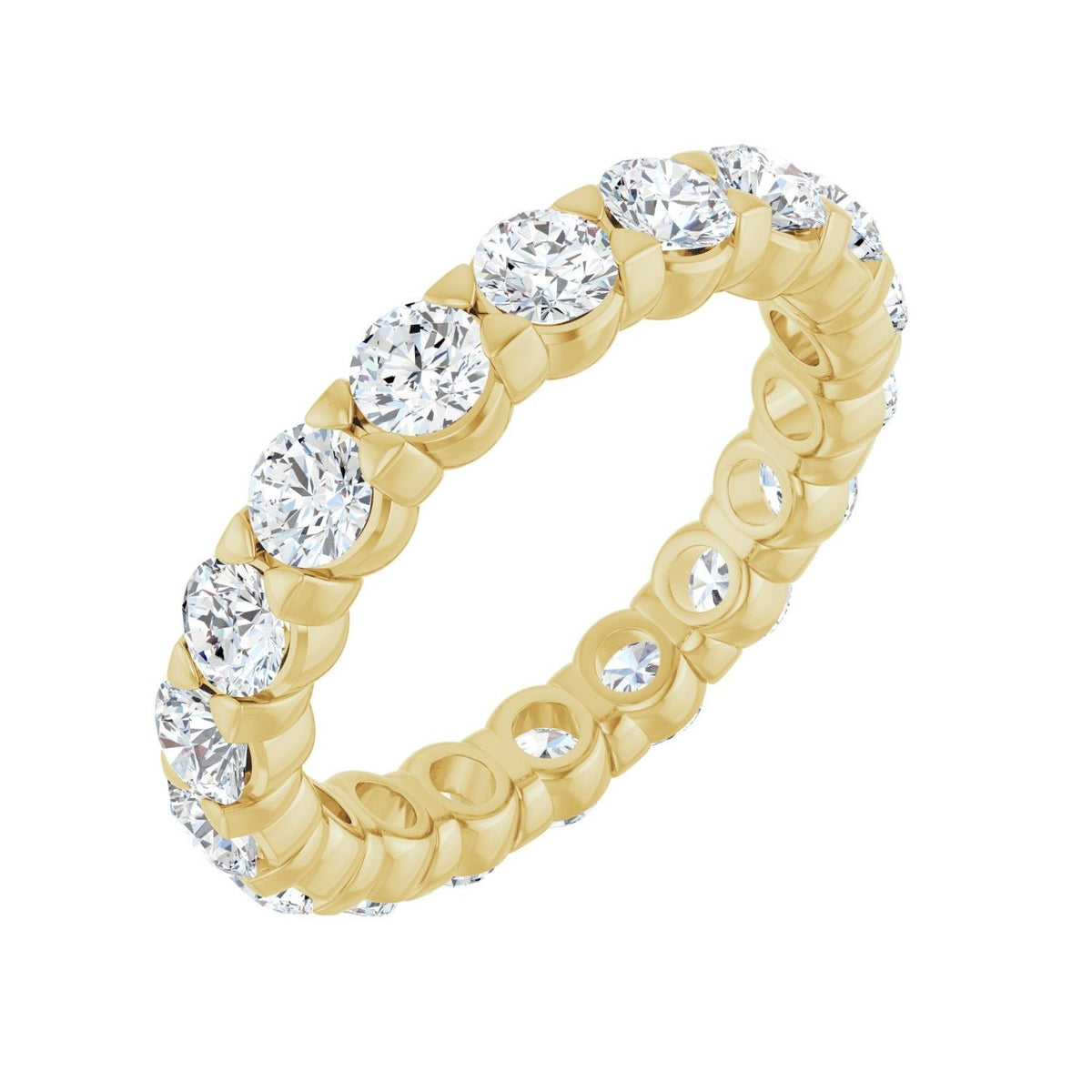 Sapphire Row Natural Diamond Low-Profile Eternity Band - 14K Yellow Gold, Round 3.5 mm, 8