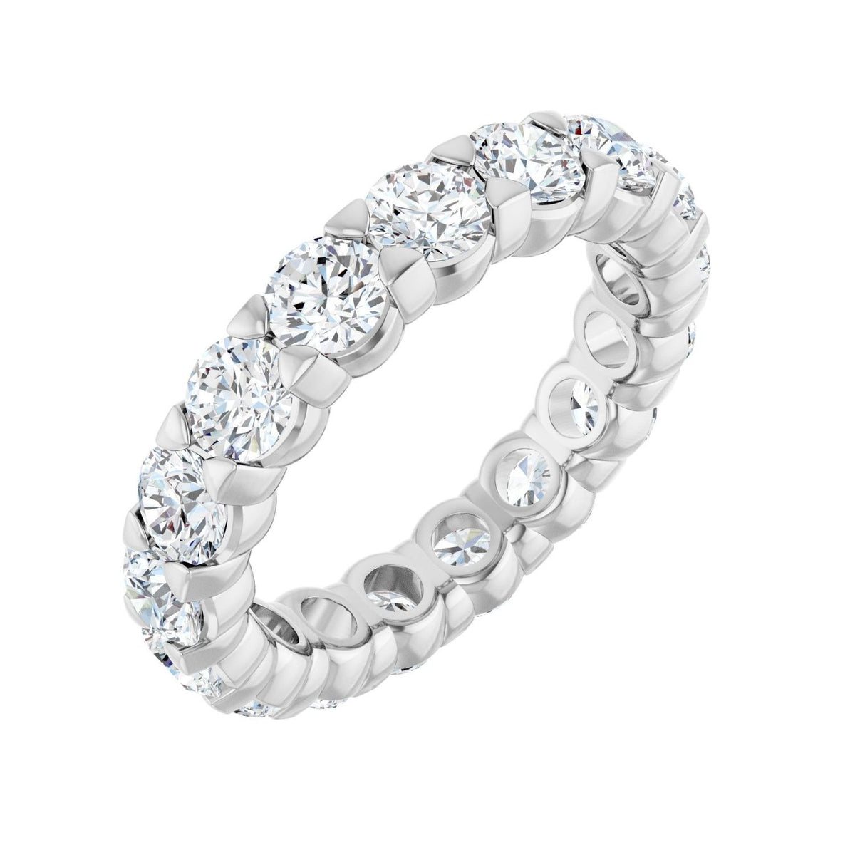 Sapphire Row Natural Diamond Low-Profile Eternity Band - 14K White Gold, Round 3.5 mm, 5