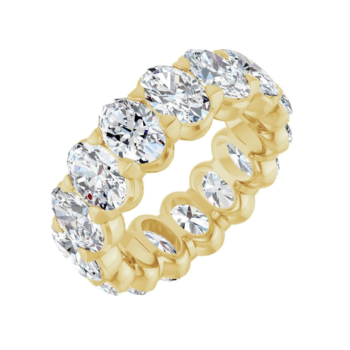 Sapphire Row Natural Diamond Low-Profile Eternity Band - 14K Yellow Gold, Oval 6 × 4 mm, 4
