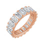 Sapphire Row Natural Diamond Low-Profile Eternity Band - 14K Rose Gold, Emerald 5 × 3 mm, 6.5