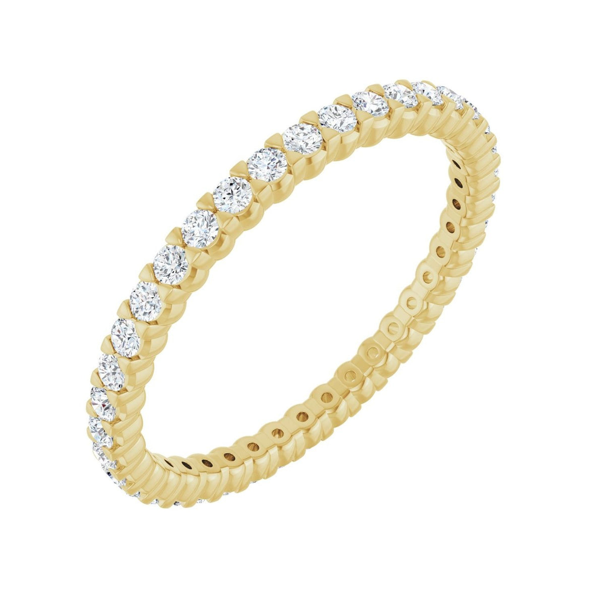 Sapphire Row Natural Diamond Low-Profile Eternity Band - 14K Yellow Gold, Round 1.3 mm, 4.5