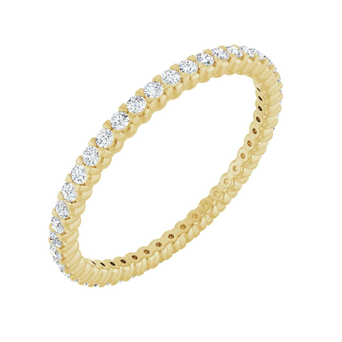 Sapphire Row Natural Diamond Low-Profile Eternity Band - 14K Yellow Gold, Round 1.3 mm, 7.5