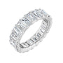 Sapphire Row Natural Diamond Low-Profile Eternity Band - 14K White Gold, Emerald 5 × 3 mm, 7.5
