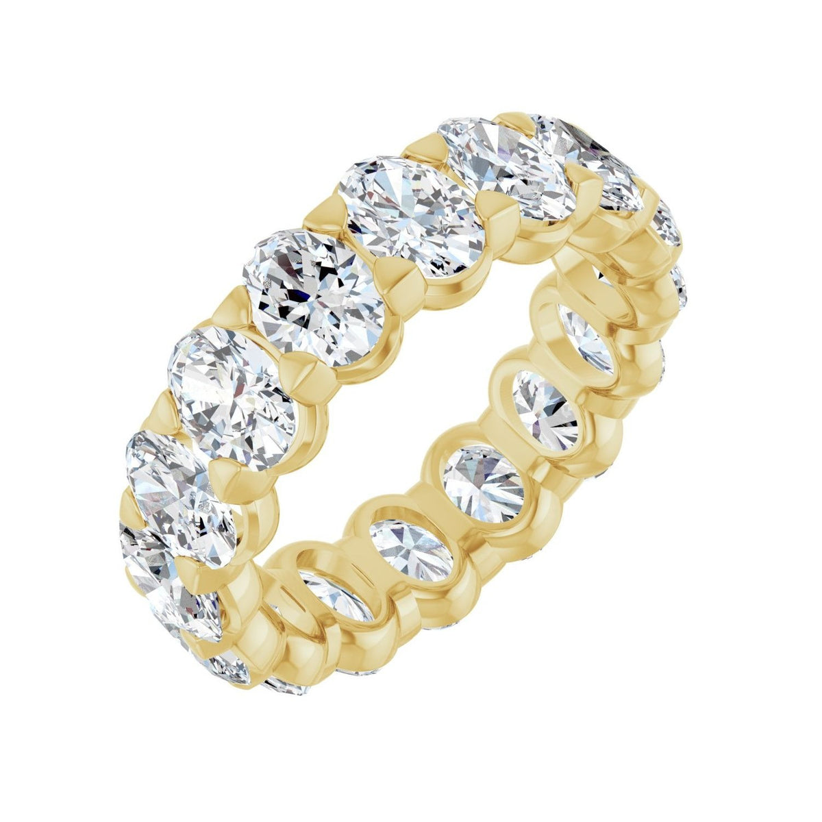 Sapphire Row Natural Diamond Low-Profile Eternity Band - 14K Yellow Gold, Oval 5 × 3.5 mm, 4.5
