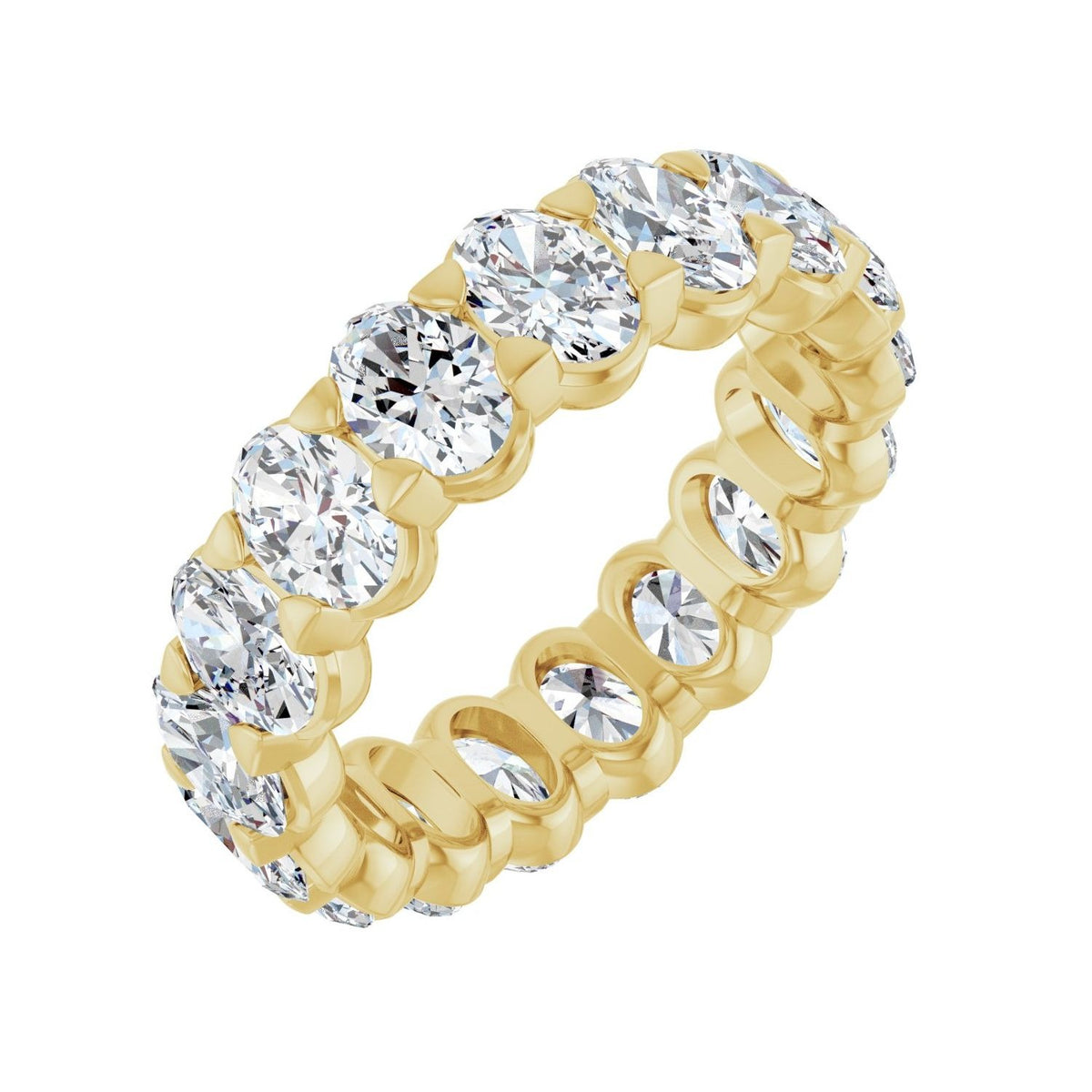 Sapphire Row Natural Diamond Low-Profile Eternity Band - 14K Yellow Gold, Oval 5 × 3.5 mm, 5.5